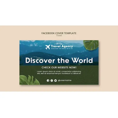 Realistic travel concept facebook cover template