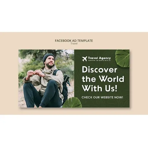 Realistic travel concept facebook template