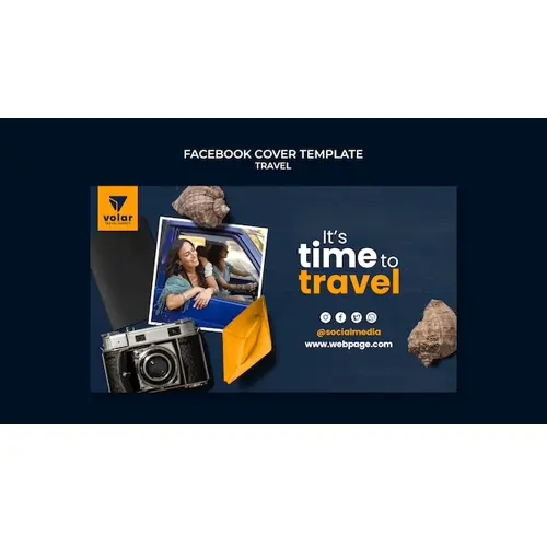 Realistic travel template facebook cover design