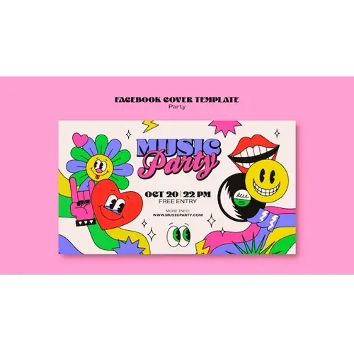 Retro music party facebook cover