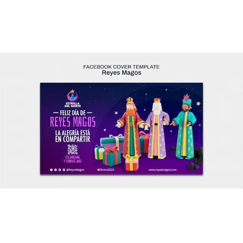 Reyes magos celebration  facebook cover template