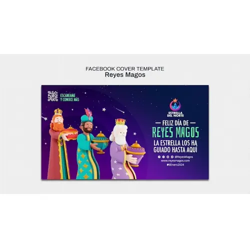 Reyes magos celebration  facebook cover template