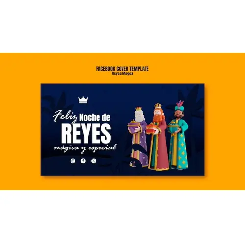 Reyes magos tradition  facebook cover template
