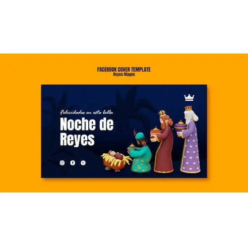 Reyes magos tradition  facebook cover template