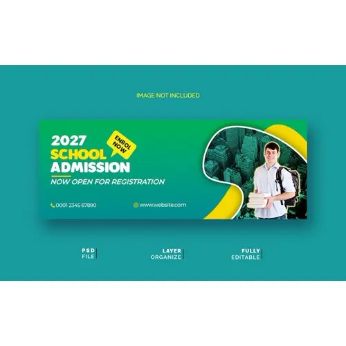 School admission facebook cover design and education banner template