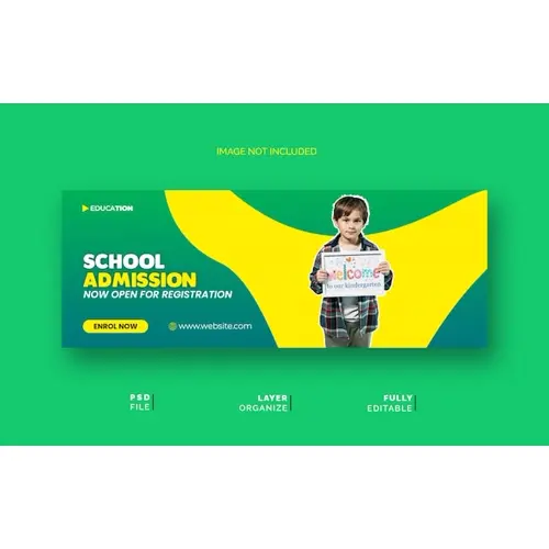 School admission facebook cover design and education banner template
