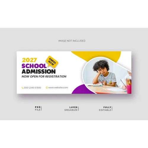 School admission facebook cover design and education banner template