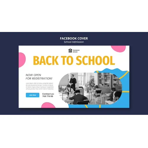 School admission facebook cover template