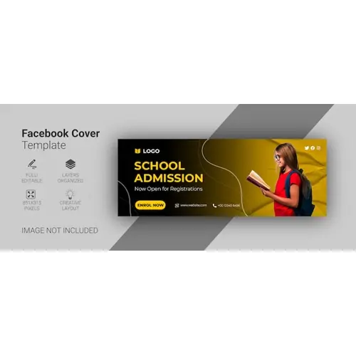 School admission facebook timeline cover and web banner template