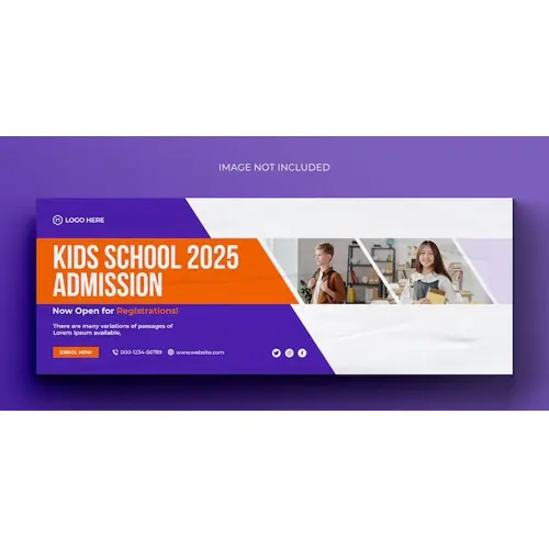 School admission media web banner flyer and facebook cover photo design template
