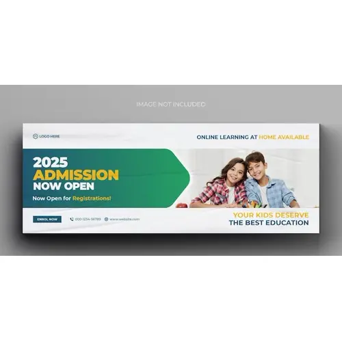 School admission media web banner flyer and facebook cover photo design template