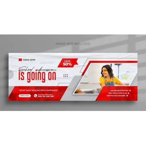 School admission social media web banner flyer and facebook cover photo design template