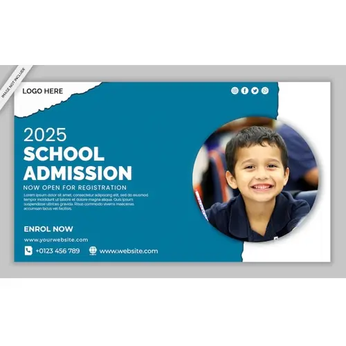 School Education Admission Facebook Cover poster and banner Template design