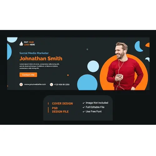 Self Promotion and personal social media Facebook cover template