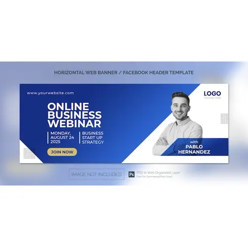 Simple Horizontal Banner Template or Facebook Cover for Online Class Program