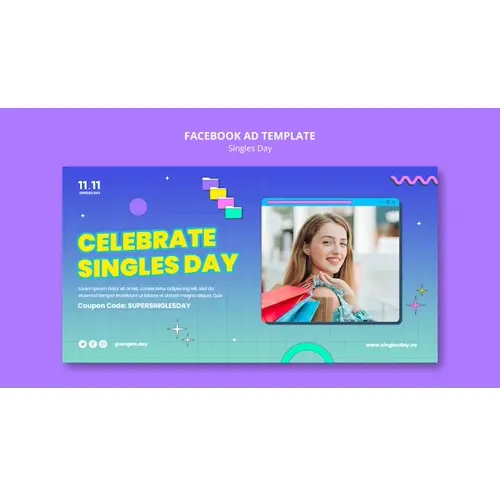 Singles day celebration  facebook template