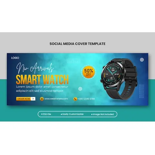 Smart Watch brand product social media Facebook cover template or Web Banner Template design