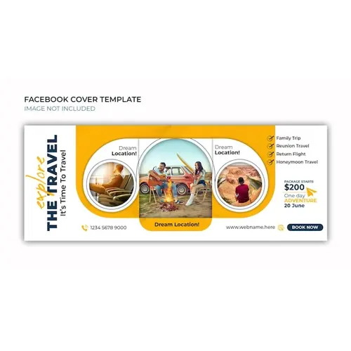 Social media travelling post or travel business agency promotion facebook cover web banner template