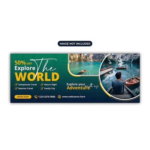 Social media travelling post or travel business agency promotion facebook cover web banner template