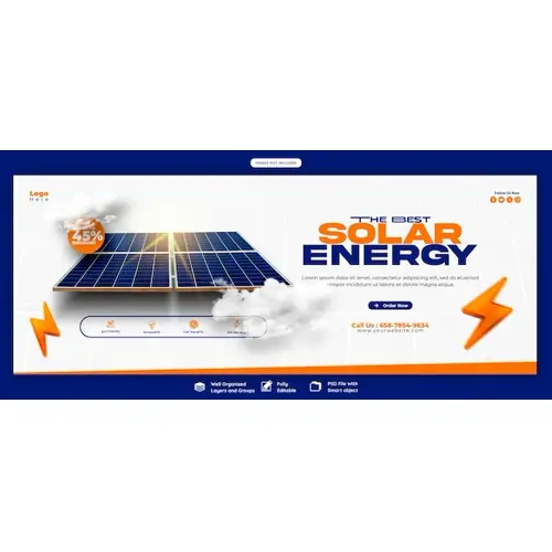 Solar energy panel and power saving Facebook cover banner template