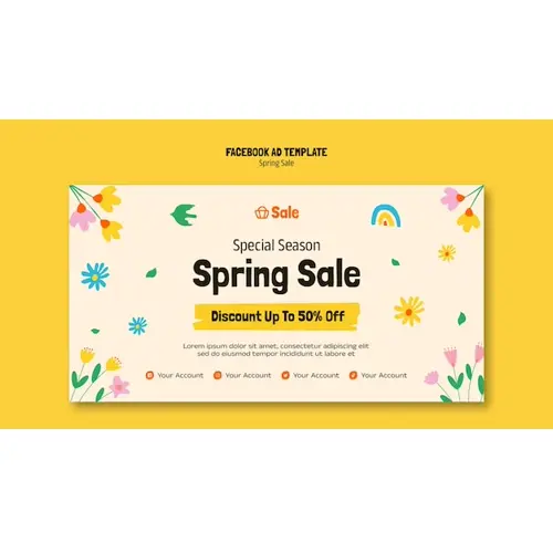 Spring sale discount facebook template