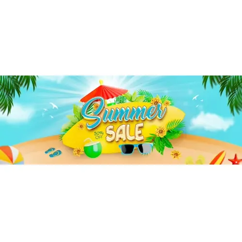 Summer Sale Facebook Cover Template with Colorful Beach Elements