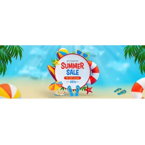 Summer Sale Facebook Cover Template with Colorful Beach Elements