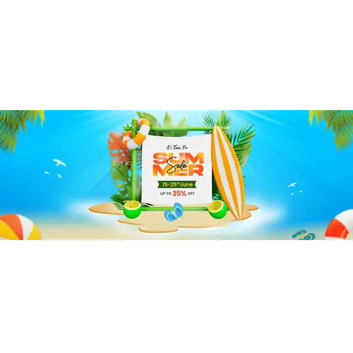 Summer Sale Facebook Cover Template with Colorful Beach Elements