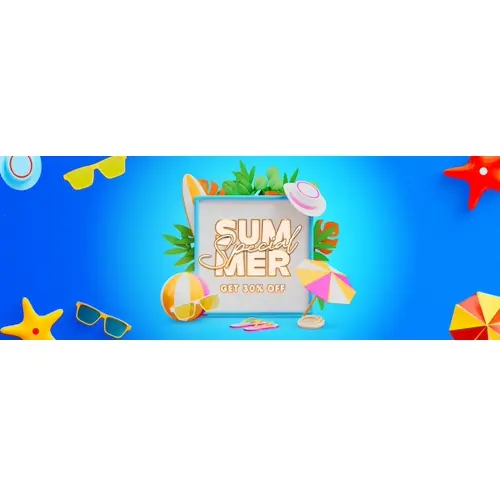 Summer Sale Facebook Cover Template with Colorful Beach Elements