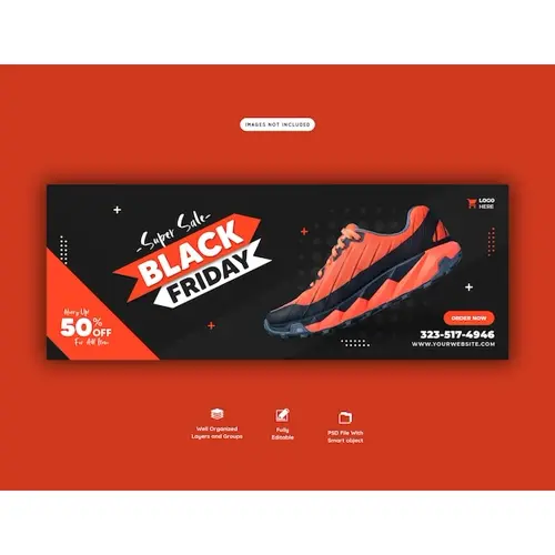 Super sale black friday facebook cover banner template