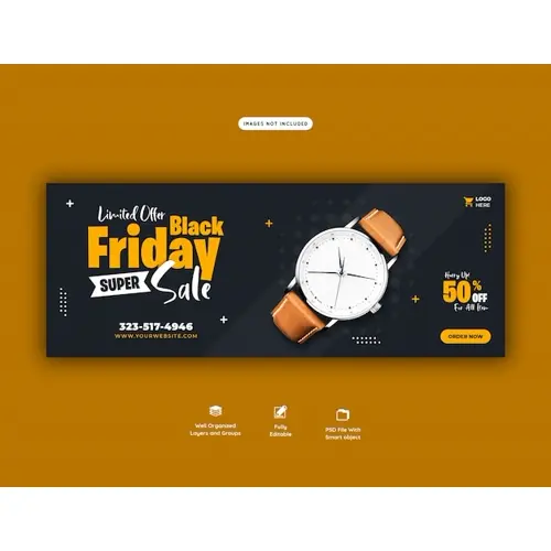 Super sale black friday facebook cover banner template