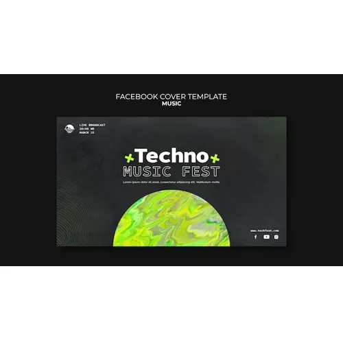 Techno music festival facebook cover template