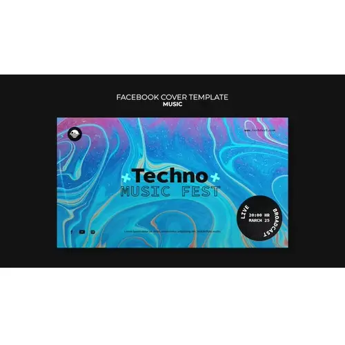 Techno music festival facebook cover