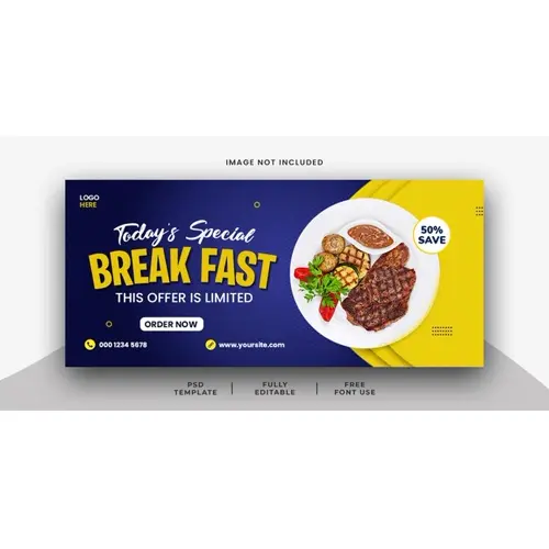 Today Special Breakfast Food Menu Facebook Cover Banner Template