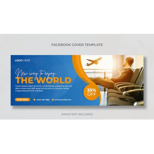 Tour and travel agency social media post horizontal banner or facebook cover template
