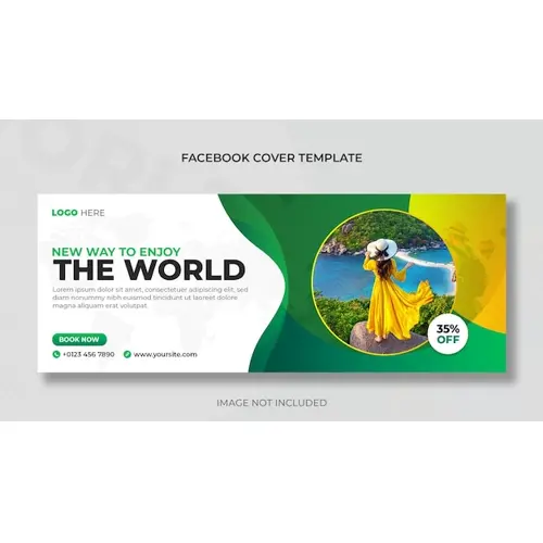 Tour and travel agency social media post horizontal banner or facebook cover template