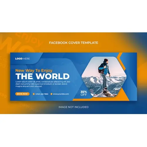 Tour and travel agency social media post horizontal banner or facebook cover template