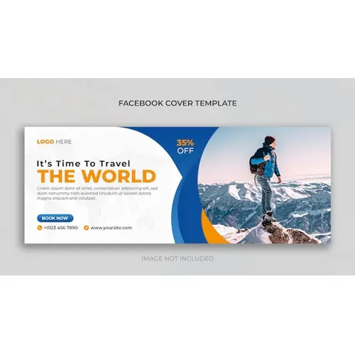 Tour and travel agency social media post horizontal banner or facebook cover template