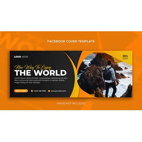 Tour and travel agency social media post horizontal banner or facebook cover template