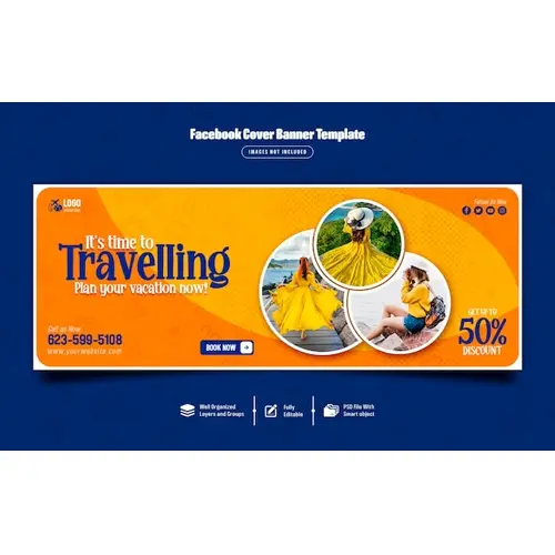 Tour and travel facebook cover banner template