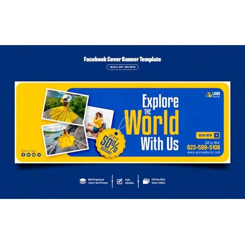 Tour and travel facebook cover banner template