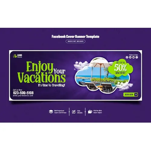 Tour and travel facebook cover banner template