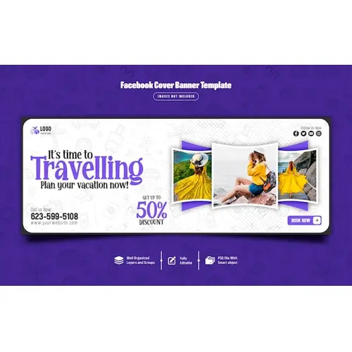 Tour and travel facebook cover banner template