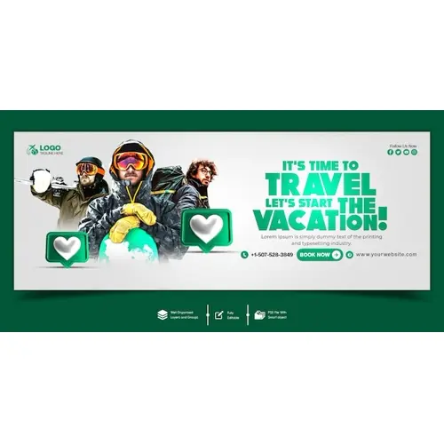 Tour and travel facebook cover banner template