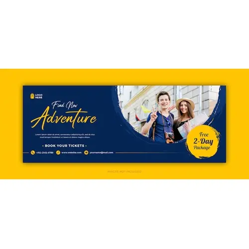 Travel adventure tour facebook cover and social media web banner template