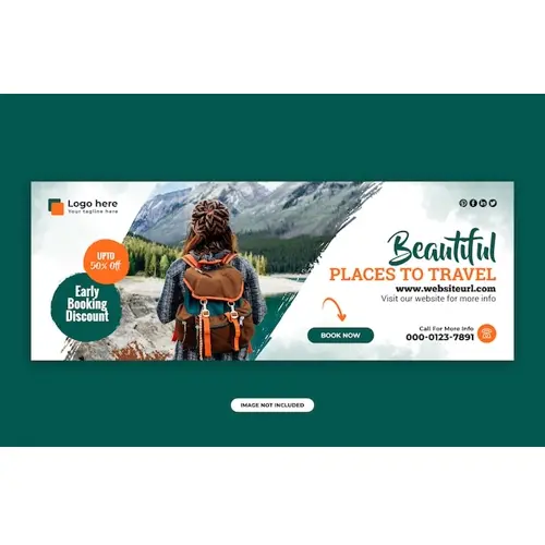 Travel agency facebook cover and web banner design template