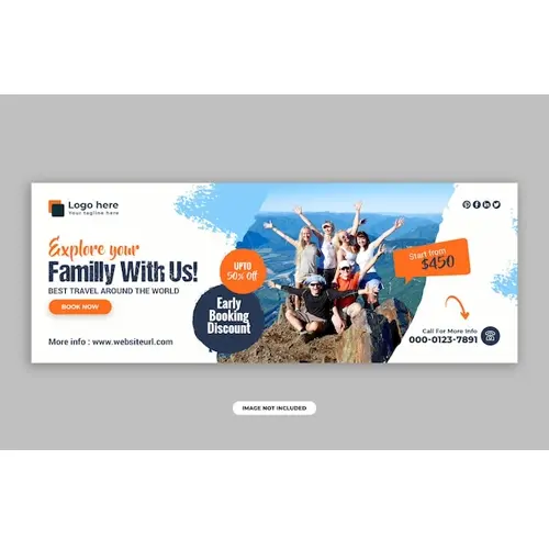 Travel agency facebook cover and web banner design template