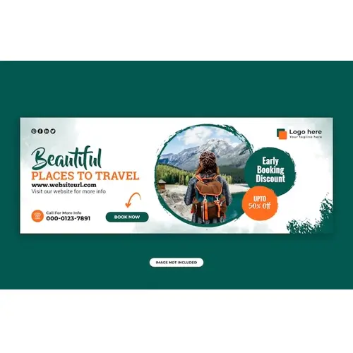 Travel agency facebook cover and web banner design template