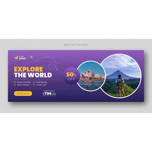 Travel agency holiday vacation facebook cover and we banner template