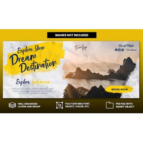 Travel agency holiday vacation facebook cover and web banner template